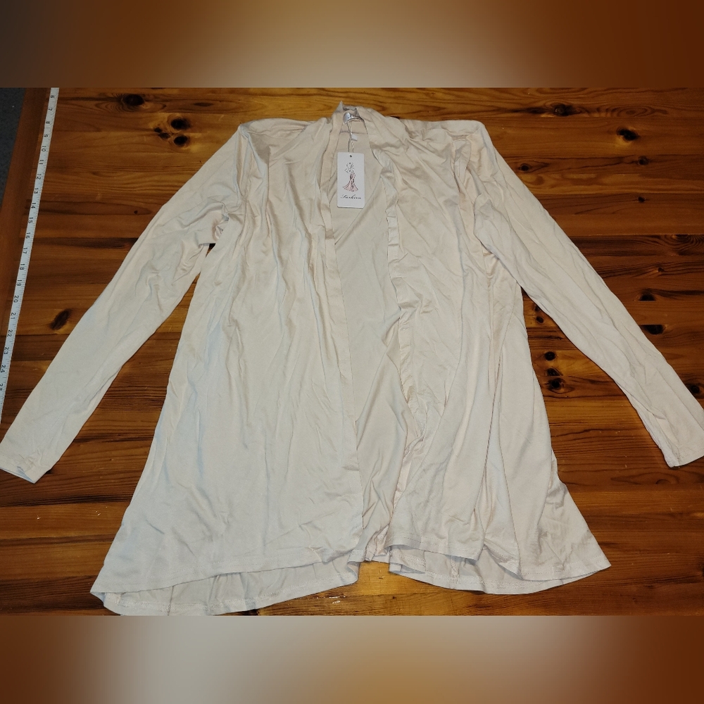 Cream Asymmetrical Long Sleeve Cardigan